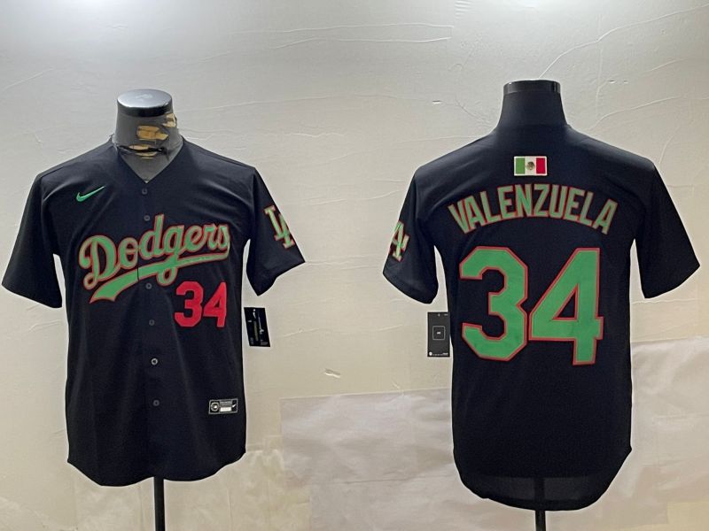 Men Los Angeles Dodgers #34 Valenzuela Black Game 2024 Nike MLB Jersey style 1205